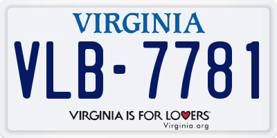 VA license plate VLB7781