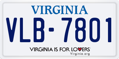 VA license plate VLB7801