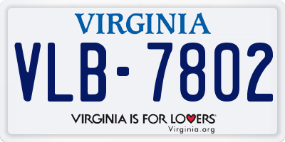 VA license plate VLB7802