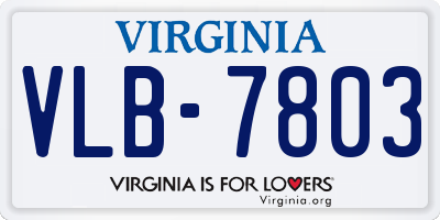 VA license plate VLB7803