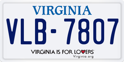 VA license plate VLB7807