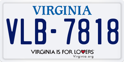 VA license plate VLB7818