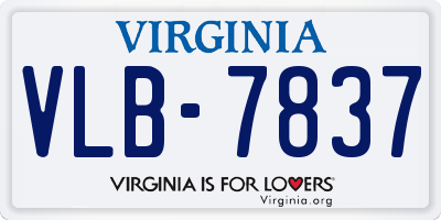VA license plate VLB7837