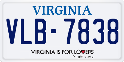 VA license plate VLB7838