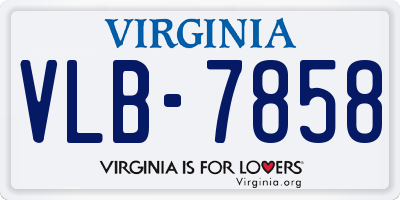 VA license plate VLB7858