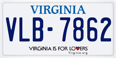 VA license plate VLB7862