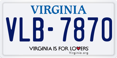 VA license plate VLB7870