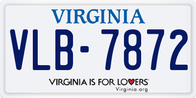 VA license plate VLB7872