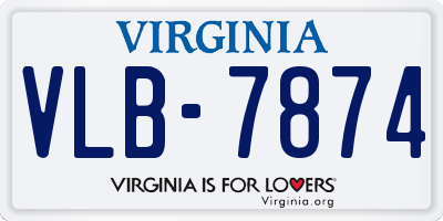 VA license plate VLB7874