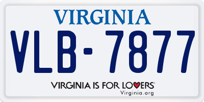VA license plate VLB7877