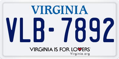 VA license plate VLB7892