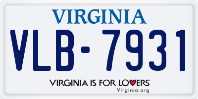 VA license plate VLB7931