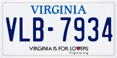 VA license plate VLB7934