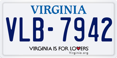 VA license plate VLB7942