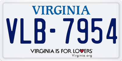 VA license plate VLB7954