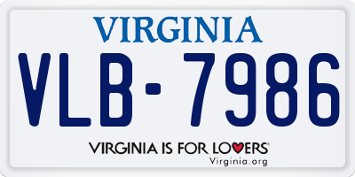 VA license plate VLB7986