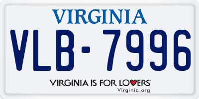 VA license plate VLB7996