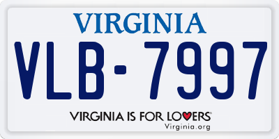 VA license plate VLB7997