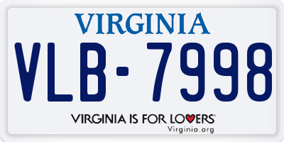 VA license plate VLB7998