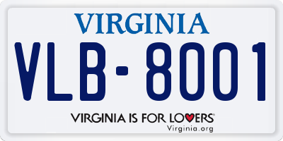 VA license plate VLB8001