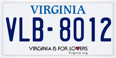 VA license plate VLB8012