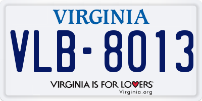 VA license plate VLB8013