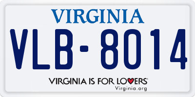 VA license plate VLB8014