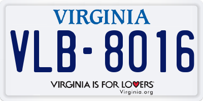 VA license plate VLB8016