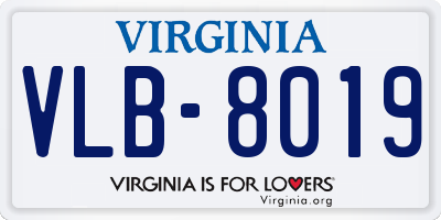 VA license plate VLB8019