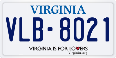 VA license plate VLB8021