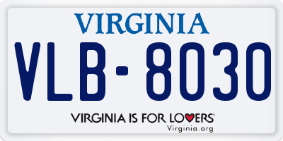 VA license plate VLB8030