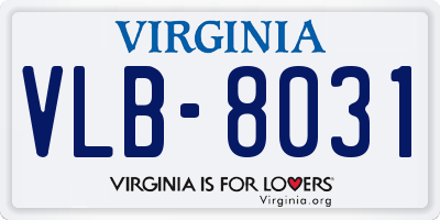 VA license plate VLB8031
