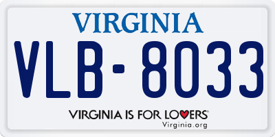 VA license plate VLB8033