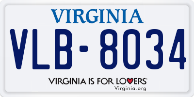 VA license plate VLB8034