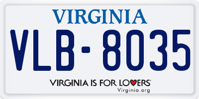 VA license plate VLB8035