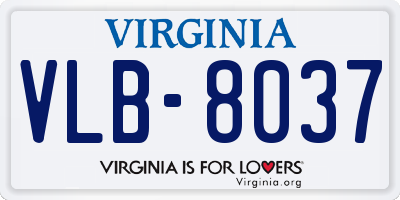 VA license plate VLB8037