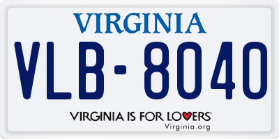 VA license plate VLB8040