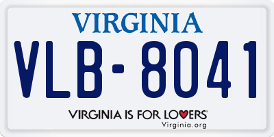VA license plate VLB8041