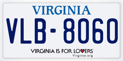 VA license plate VLB8060
