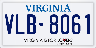 VA license plate VLB8061