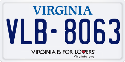 VA license plate VLB8063