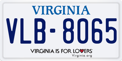 VA license plate VLB8065