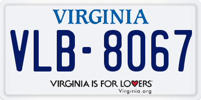 VA license plate VLB8067