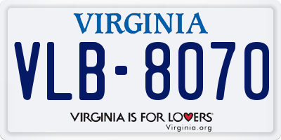 VA license plate VLB8070