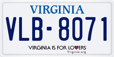 VA license plate VLB8071