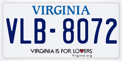 VA license plate VLB8072