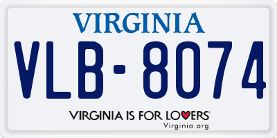 VA license plate VLB8074
