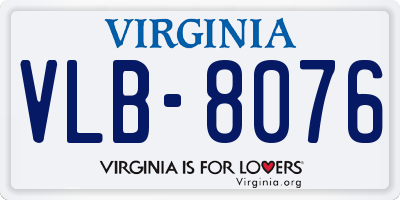 VA license plate VLB8076