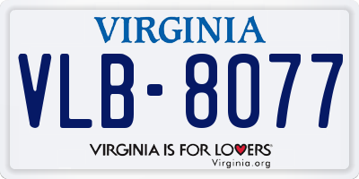 VA license plate VLB8077