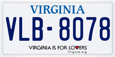 VA license plate VLB8078